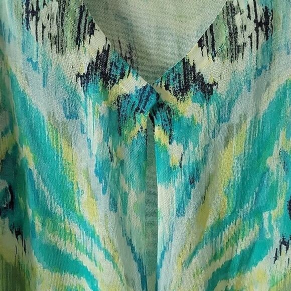 Chico's Blue Green Tranquility Drama Ishika Cardigan Size Medium - Picture 2 of 7